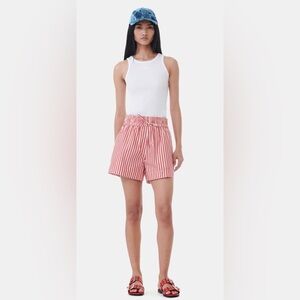 Ganni Red and White Striped Cotton Shorts Size 40 (medium)